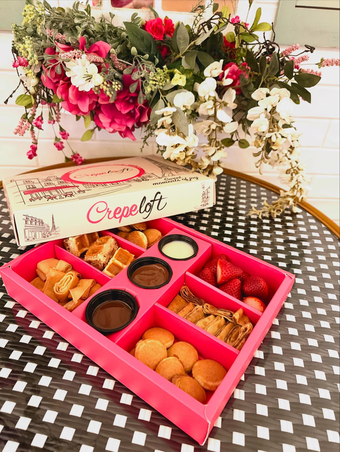 Crepe Loft box of crepes on table