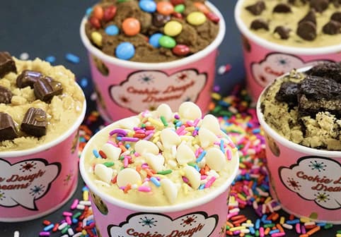 Cookie dough scoops at Cookie Dough Dreams
